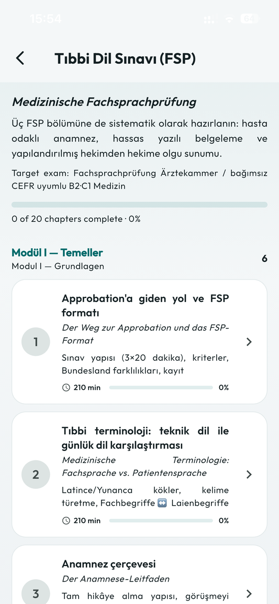 The C1 Fachsprachprüfung course outline