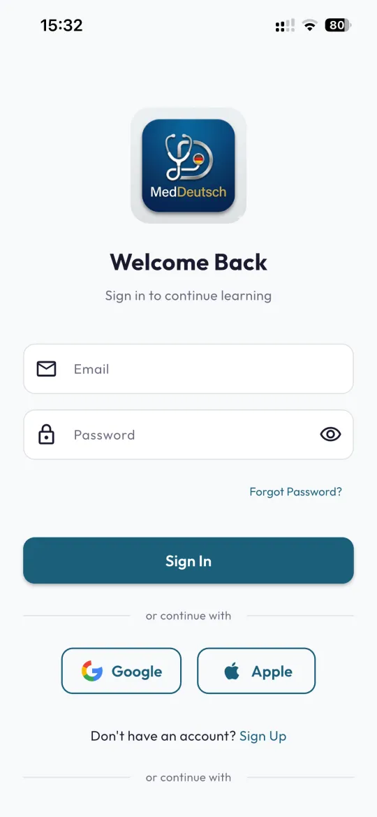 Welcome screen
